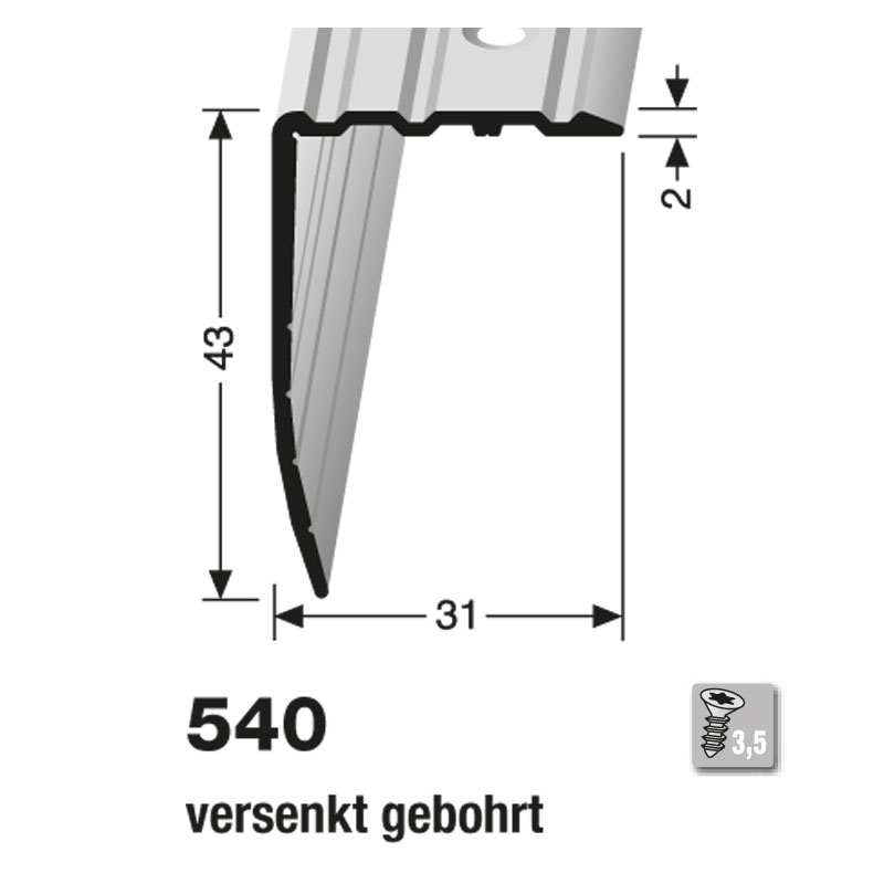 Küberit Alu Winkelprofil Typ 540, 100 cm, sand (F9)