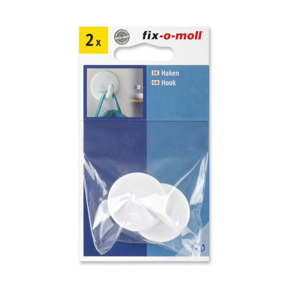 fix-o-moll Haken selbstklebend weiß rund Ø 34 mm, 2 Stück fix-o-moll Haken selbstklebend weiß rund Ø 34 mm, 2 Stück