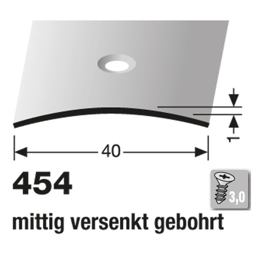 KÜBERIT Übergangsprofil 40mm,1,0mmT454 90 cm, Edelstahl poliert (F8)