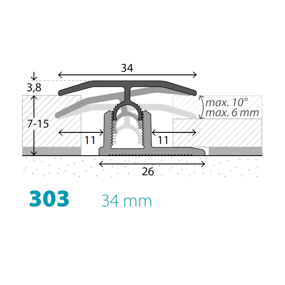 PRINZ PROFI-TEC Master Übergangsprofil Nr. 303, 34 mm, verschiedene Farben