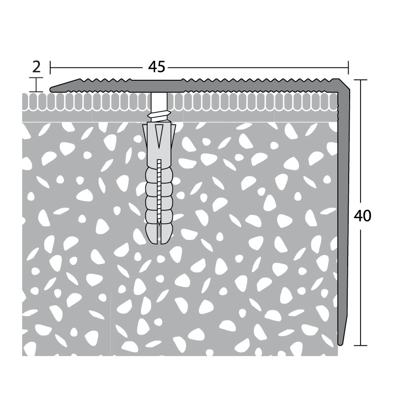PRINZ Treppenkantenprofil Nr. 294, 45 x 40 mm, 250 cm, silber PRINZ Treppenkantenprofil Nr. 294, 45 x 40 mm, 250 cm, silber