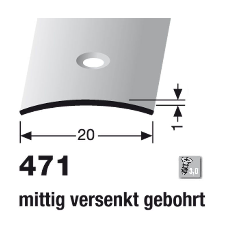 Küberit Übergangsprofil gewölbt,  20 x 1.0 mm, Typ 471