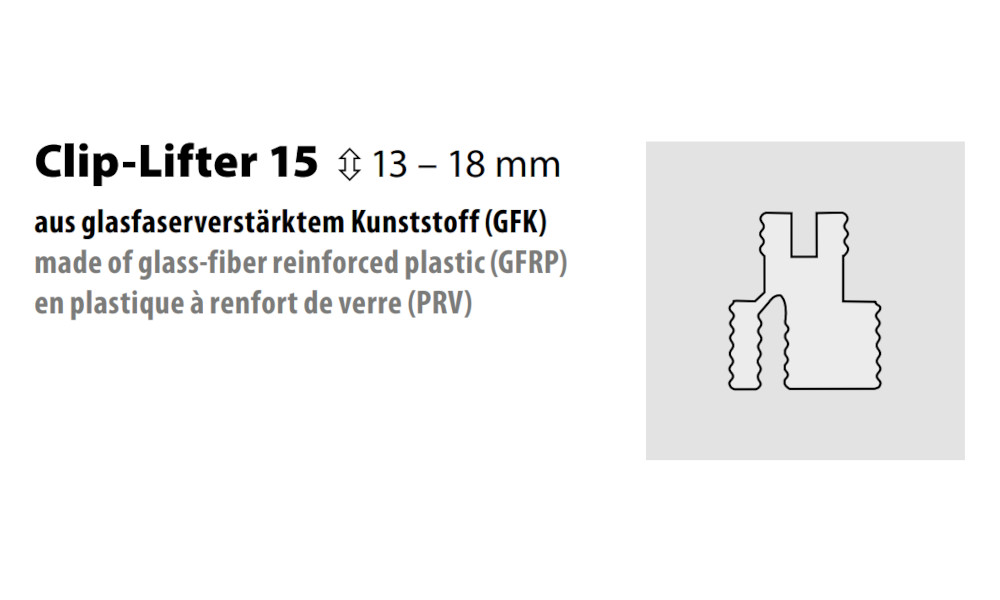 Küberit Clip-Lifter 15 - zur Erhöhung von 13 - 18 mm