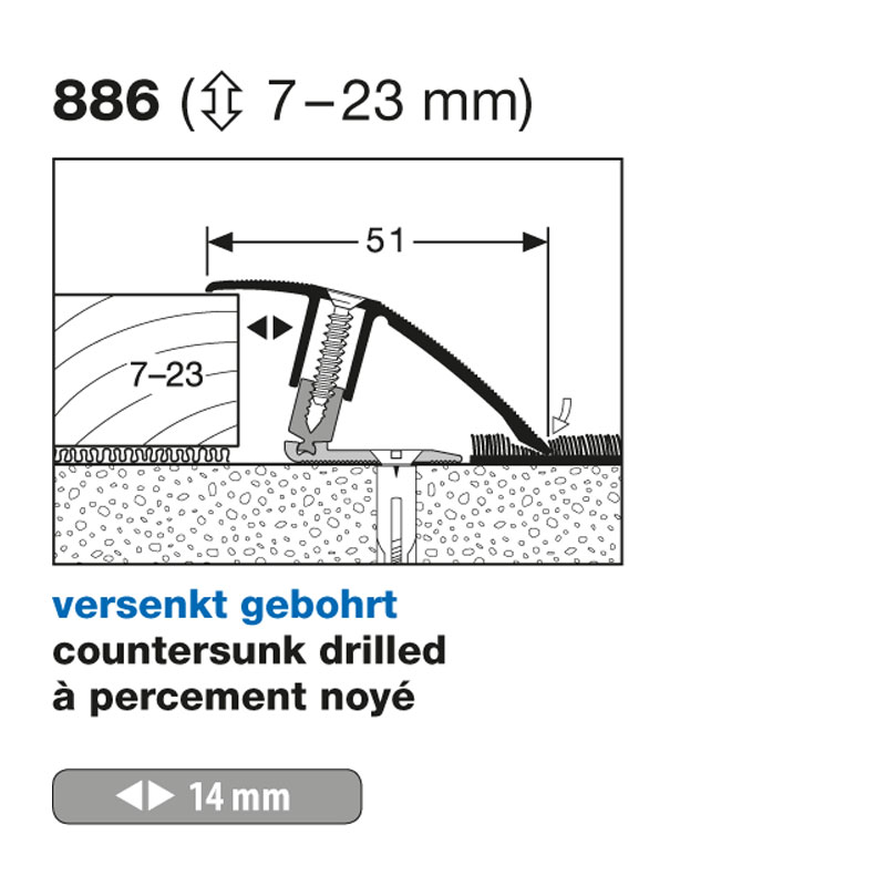 Küberit Anpassungsprofil, PPS-Champion flex, 7 - 23 mm, Typ 886