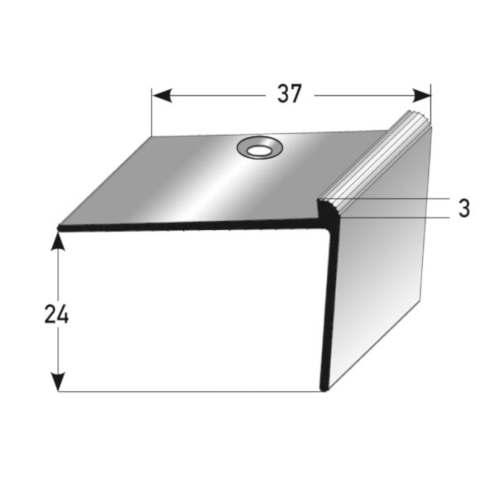 AUER Alu Treppenkantenprofil Typ 94, 24 x 37 x 3 mm, 270 cm, silber