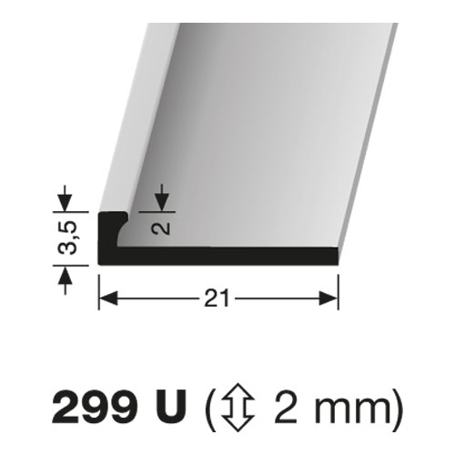 Küberit E-B Fliesenabschlussprofil Typ 299 U, 250 cm, 2 mm, natur (F0)