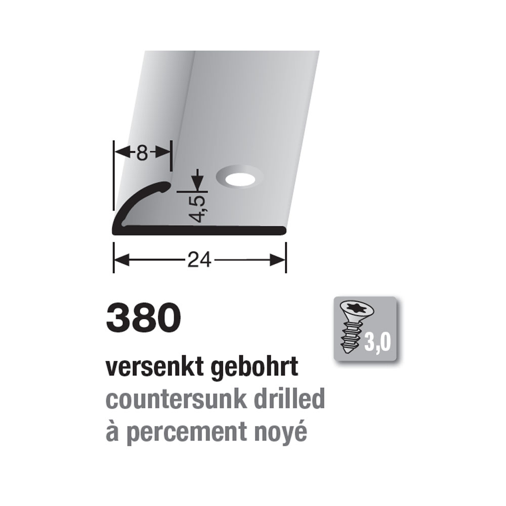 Küberit Alu Abschlussprofil Typ 380, 500 cm, edelstahl f.g. (F2G)