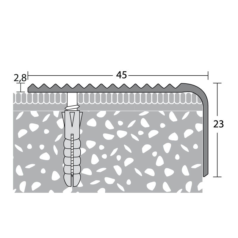 PRINZ Treppenkantenprofil Nr.182 45 x 23 mm, 500 cm, Reinmessing