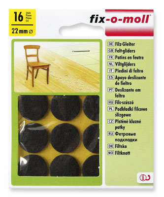 fix-o-moll Filzgleiter braun SK, rund Ø 22 mm, 16 Stück fix-o-moll Filzgleiter braun SK, rund Ø 22 mm, 16 Stück