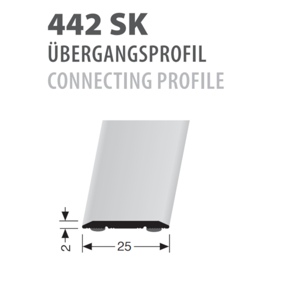 Küberit Alu Übergangsprofil 25 mm, Typ 442 SK, 100 cm, edelstahloptik f.g. (F2G)
