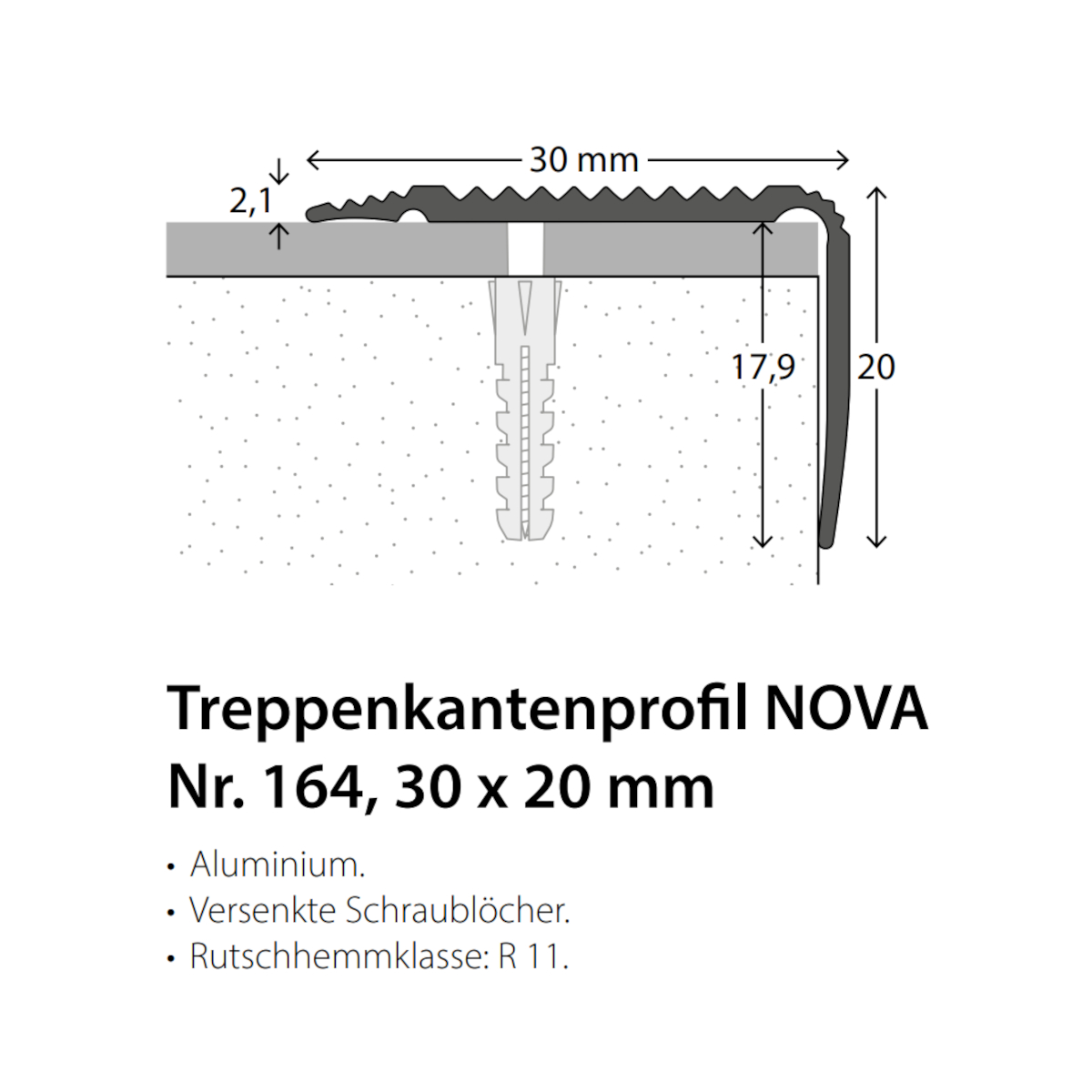 PRINZ Alu Treppenkantenprofil ´Nova´ 30 x 20 mm in verschiedenen Farben PRINZ Alu Treppenkantenprofil ´Nova´ 30 x 20 mm in verschiedenen Farben