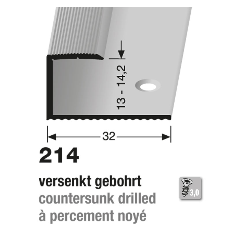 Küberit Alu Einfassprofil Typ 214, 270 cm, edelstahloptik (F2)