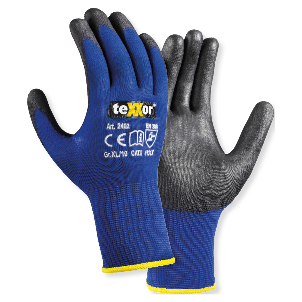teXXor® Nylon-Strickhandschuhe, "Touch ", blau/schwarz, 2402 Gr. 07