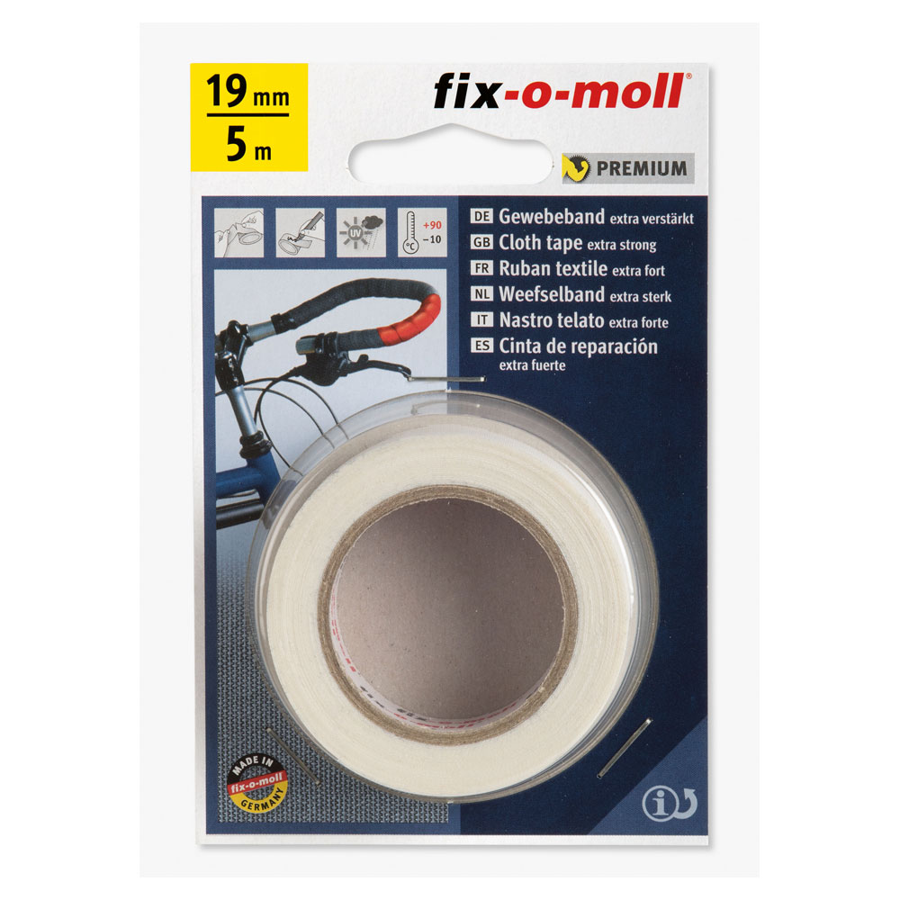 fix-o-moll Gewebeband, extra verstärkt, 5 m x 19 mm, weiß