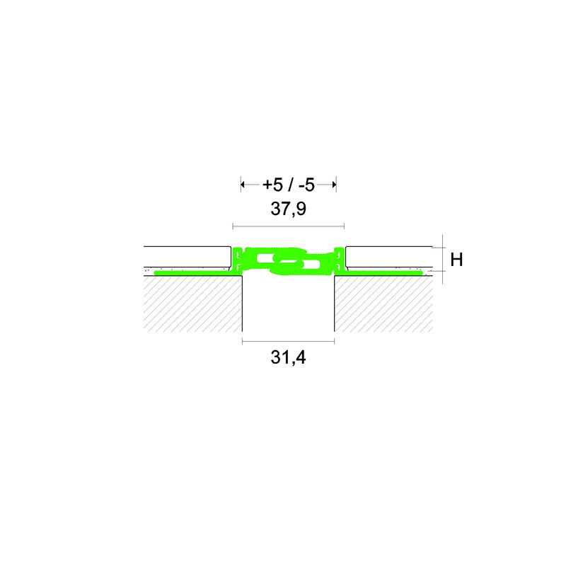 Profilpas Dehnungsfugenprofil NZS/, 20 mm, 270 cm, silber eloxiert