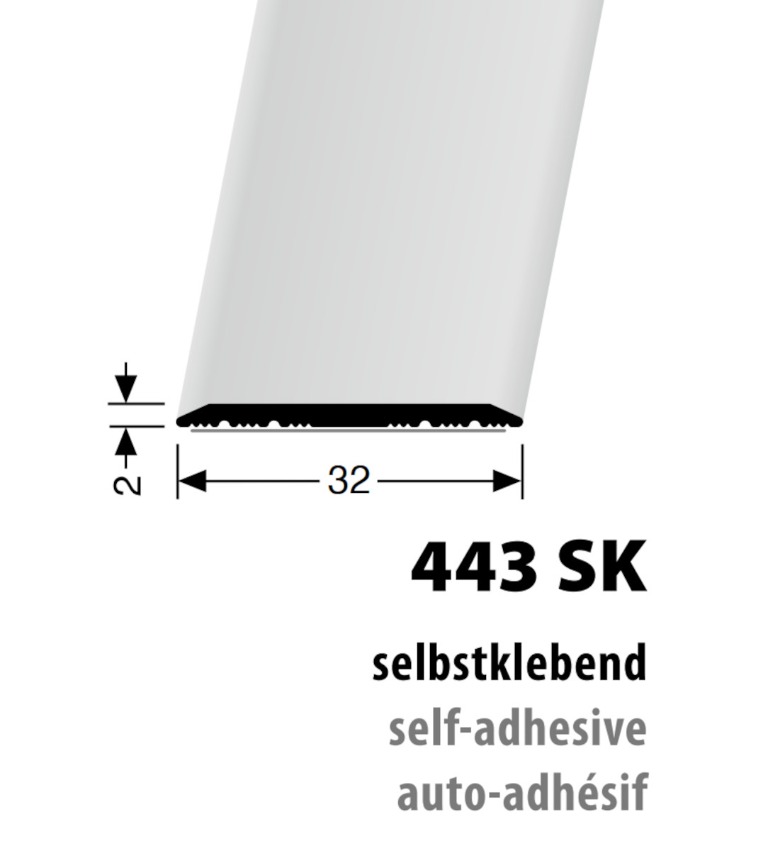 Küberit Alu Übergangsprofil 32 mm, Typ 443 SK, 300 cm, silber (F4)