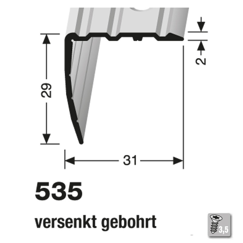 Küberit Alu Winkelprofil Typ 535, 100 cm, silber (F4) Küberit Alu Winkelprofil Typ 535, 100 cm, silber (F4)