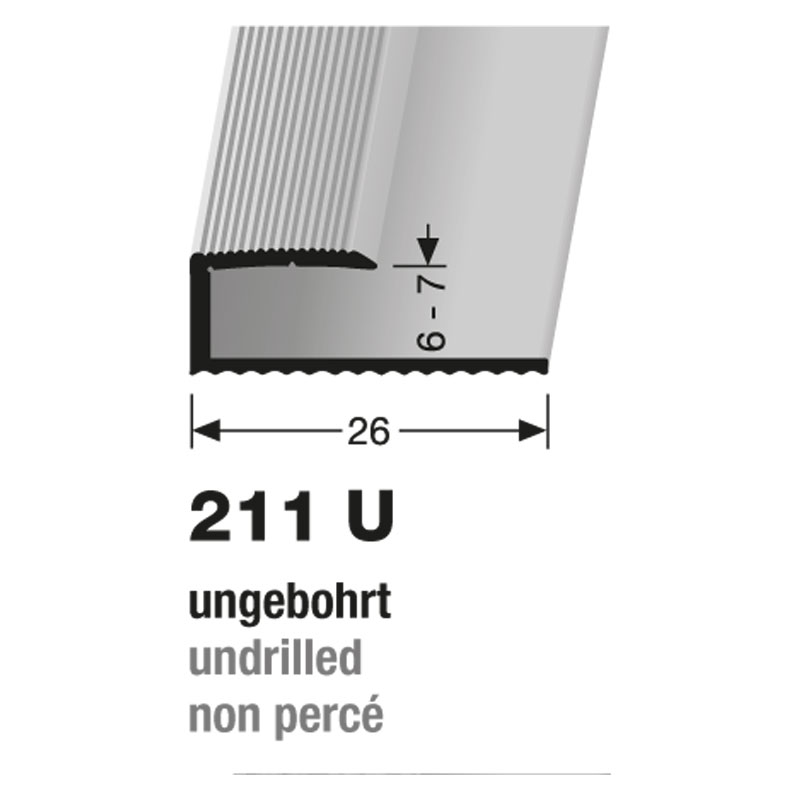 Küberit Alu Einfassprofil Typ 211 U, 270 cm, edelstahloptik (F2)