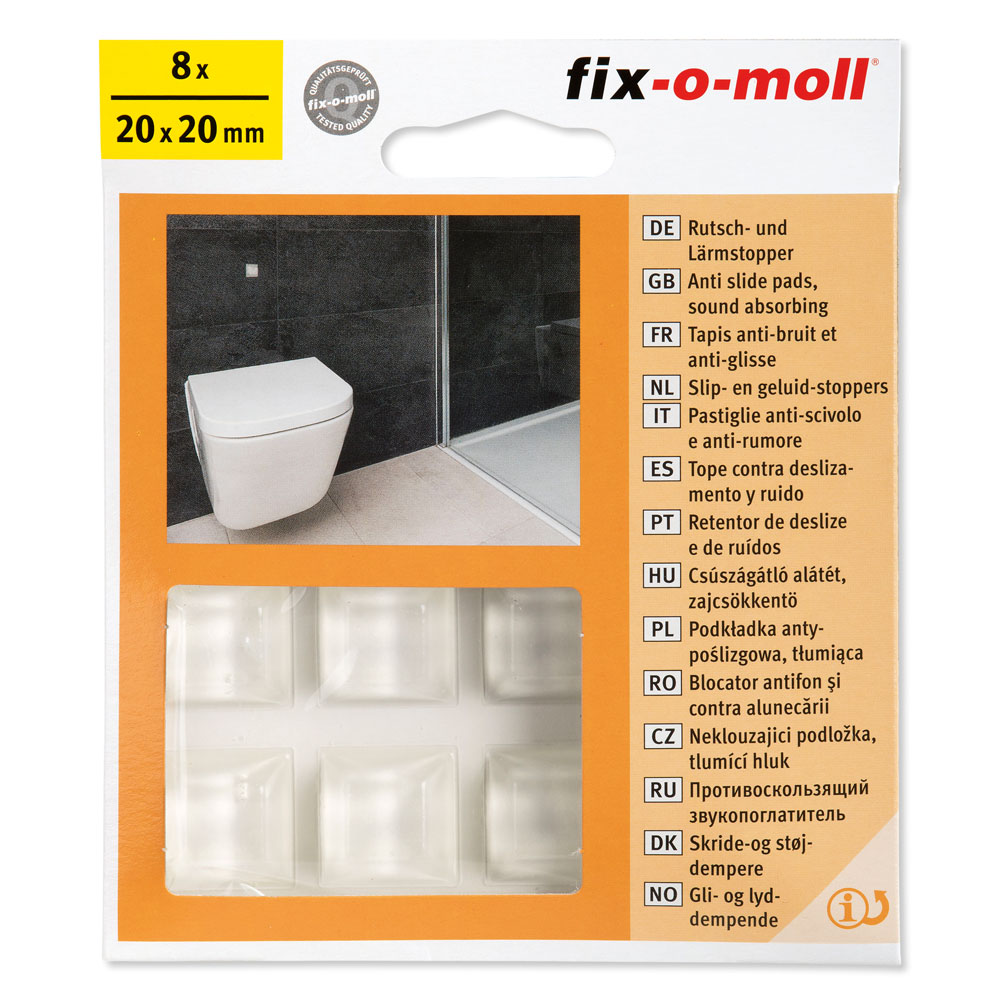 fix-o-moll Rutschstopper und Lärmstopper 20 mm x 20 mm x 7,5 mm, 8 Stück fix-o-moll Rutschstopper und Lärmstopper 20 mm x 20 mm x 7,5 mm, 8 Stück