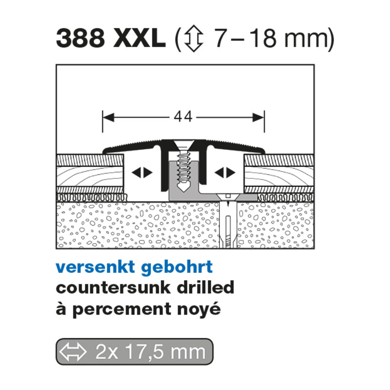 Küberit Übergangsprofil PPS-Champion Typ 388 XXL, 7 - 18 mm