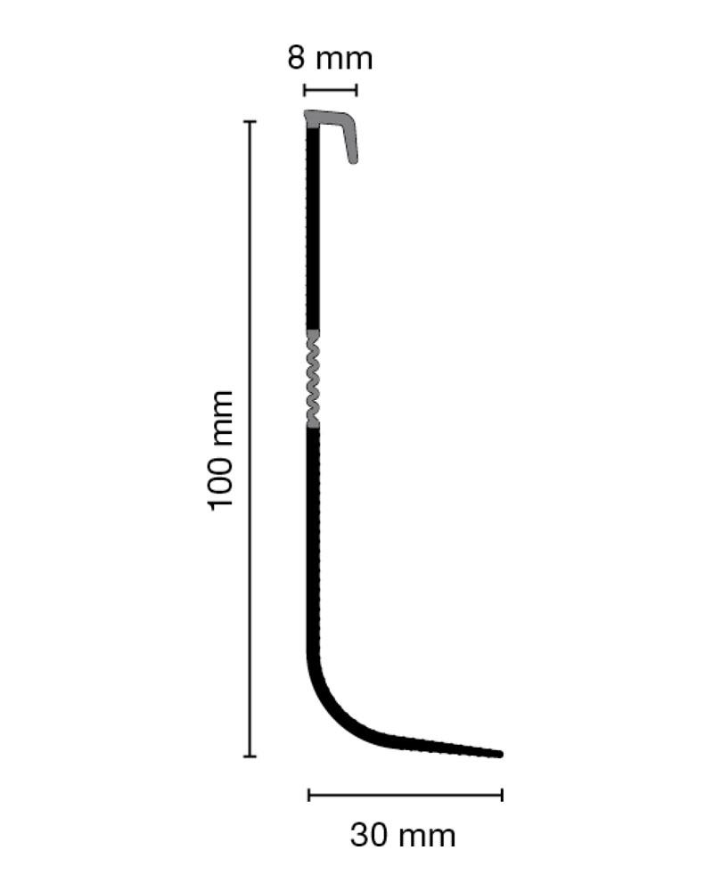 Döllken Hohlkehlleiste HK100 für elastische Bodenbeläge, 250 cm, alumetallic (1436)