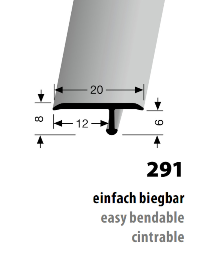 KÜBERIT EB-Profil 20x12x8 mm Typ 291 270cm, bronze (F6)