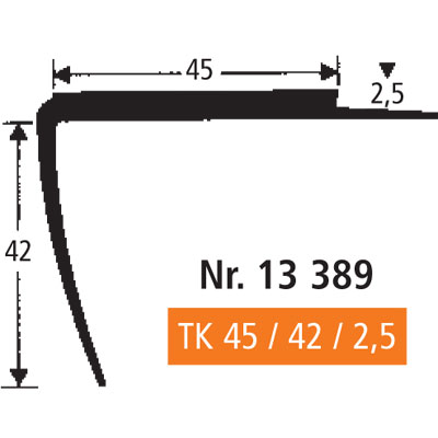BOLTA Weich-PVC Treppenkante TK 45/42/2,5, grau (0107), Längen á 250 cm