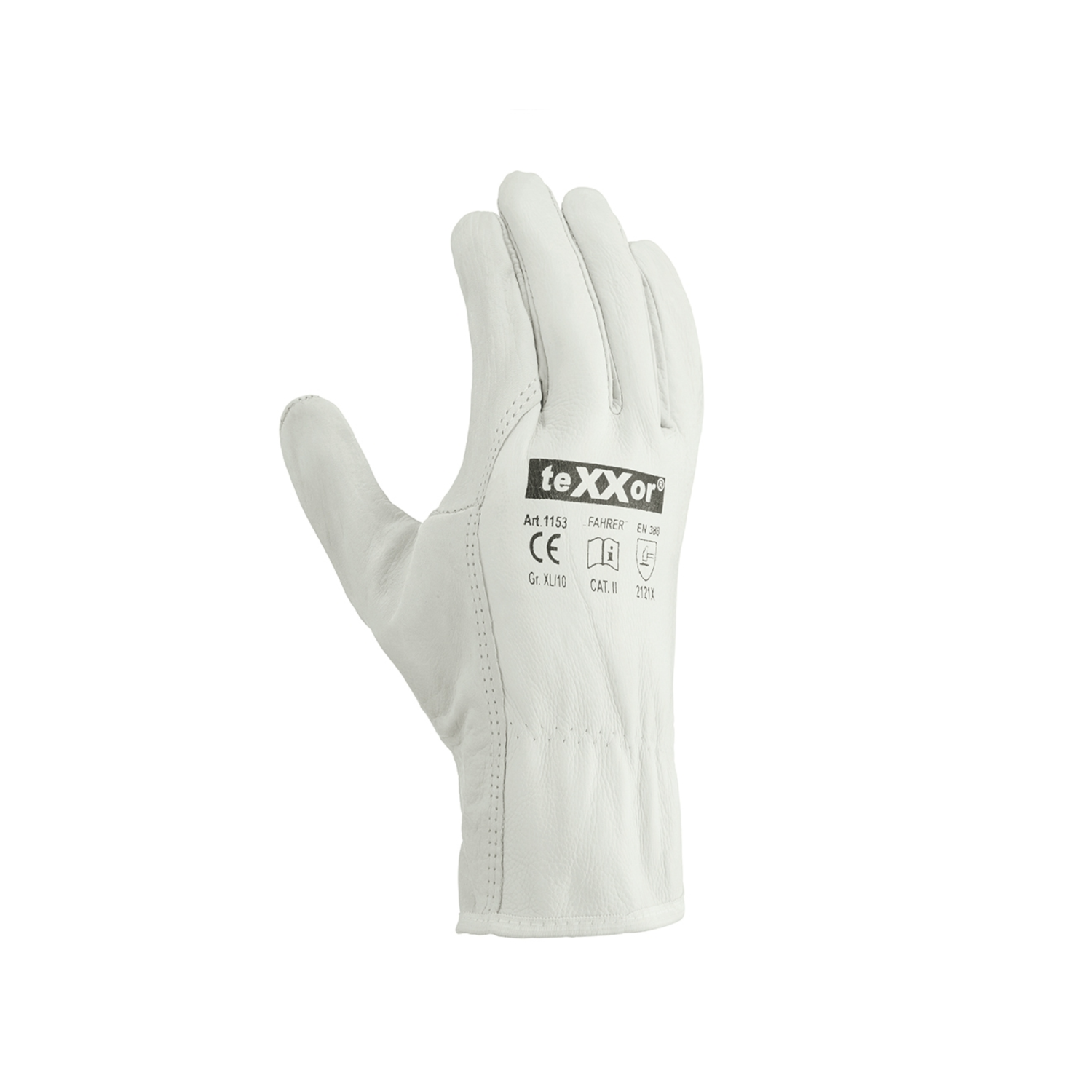 teXXor® Rindnappaleder-Handschuh FAHRER, natur, ungefüttert
