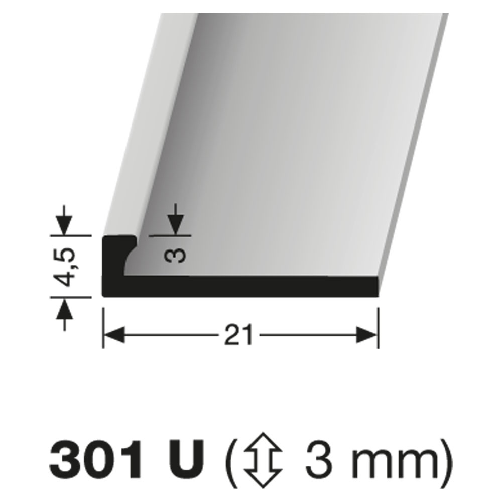 Küberit Ungestanztes Profil Typ 301U, 250 cm poliert (F3)