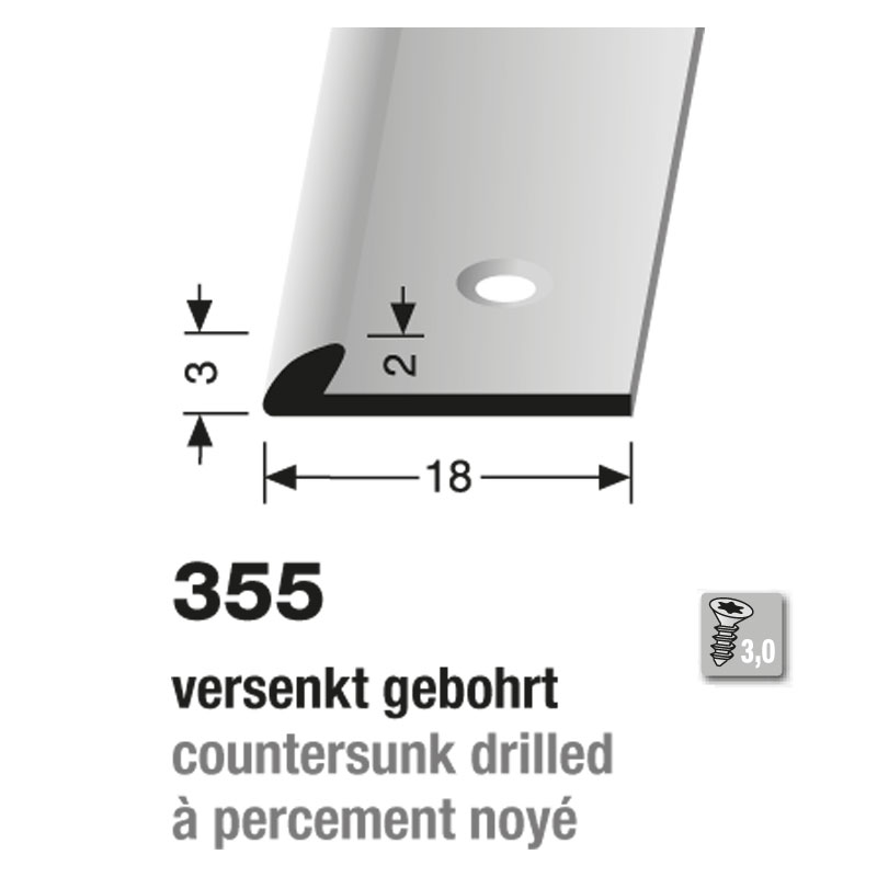 Küberit Alu Abschlussprofil Typ 355, 250 cm, weiß (F15)