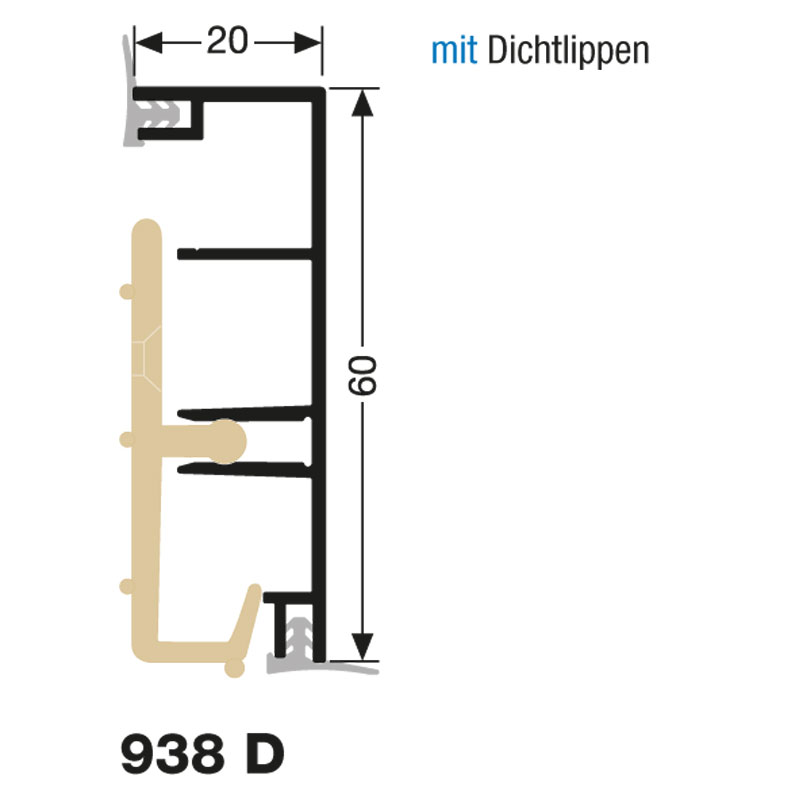 Küberit Alu Sockelleiste Typ 938 D 250 Cm Silber F4 Silber F4